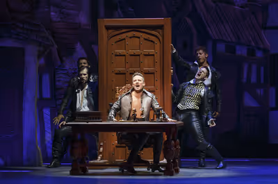 Will Chase (center) and the cast of SOMETHING ROTTEN! Photo