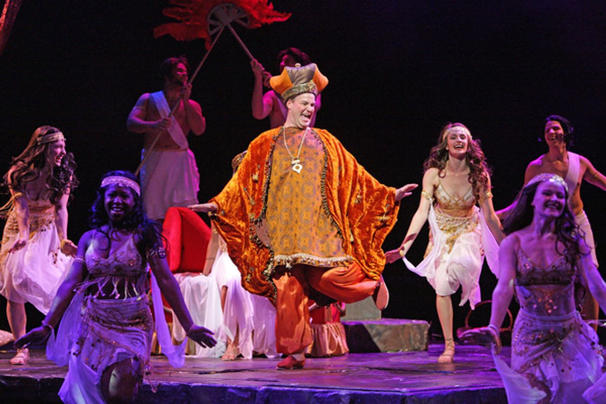 Herod (Aaron Kaburick) and company challenge Jesus to prove that he is God. at 