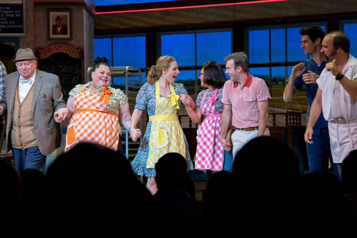 Dakin Matthews, Keala Settle, Jessie Mueller, Jenna Ushkowitz, Jeremy Morse, Drew Gehling, Eric Anderson at 