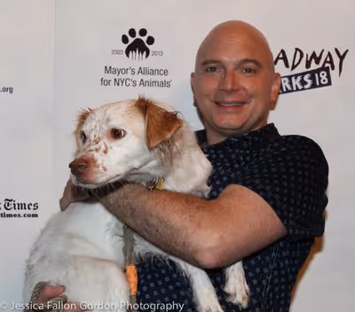 Michael Cerveris and his dog Evangeline Photo