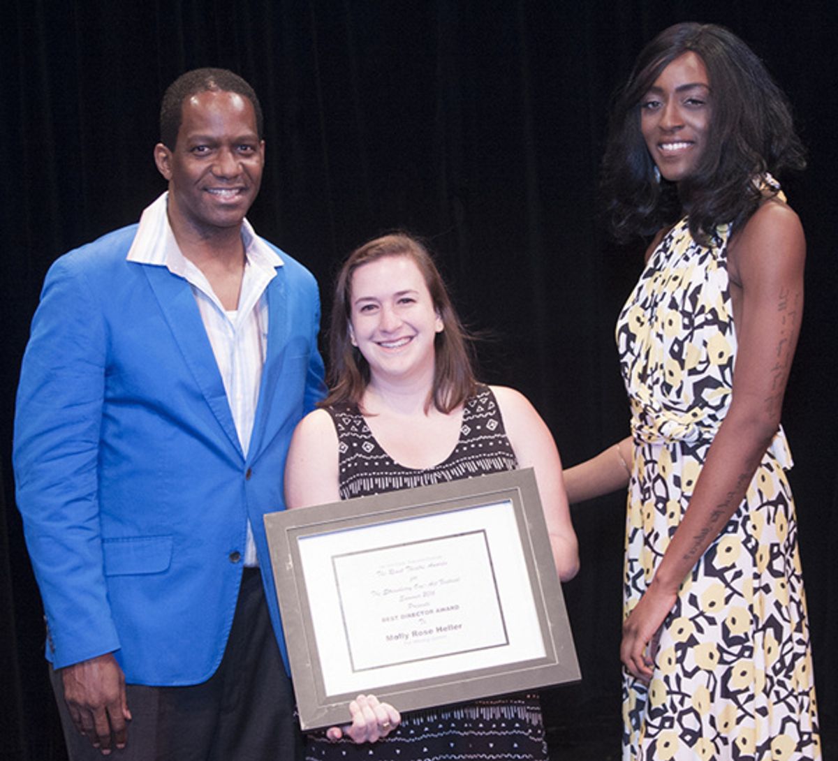 L to R: Van Dirk Fisher, Molly Rose Heller - Best Director of a Musical for MISSING GEMINI, and Martina Antoinette De Truff. Photo by Kurt Anthony. at 