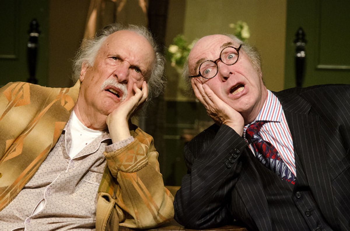 Bob Colonna plays vaudevillian Willie Clark and F. William Oakes is featured as Al Lewis in The Sunshine Boys, by Neil Simon.  at 