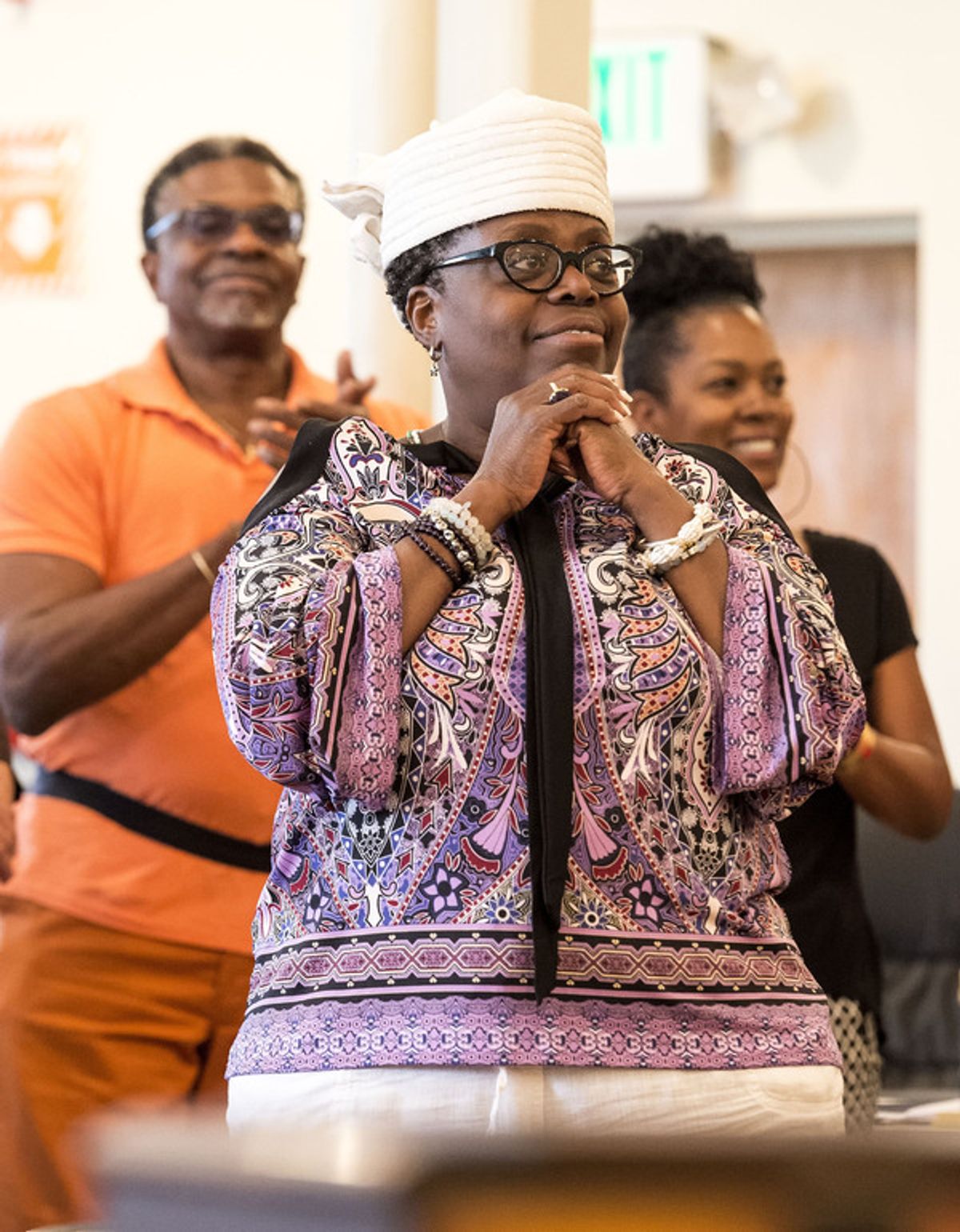 Keith David and Lillias White with CTG staff member P.J. Phillips at 