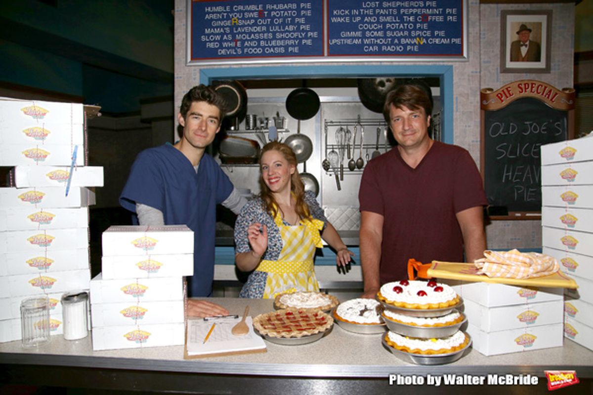 Drew Gehling, Jessie Mueller and Nathan Fillion at 