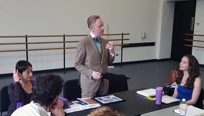 David Zyla discussing his costume design with Jane Kosminsky, Patricia Noonan, and co Photo