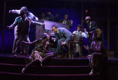 Mark G Meadows (Jelly Roll Morton) with the cast of JELLY'S LAST JAM at Signature The Photo