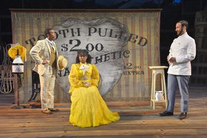 (L to R) Lance Gardner as Philip, Khalia Davis as Dolly, and Matthew Baldiga as Valen Photo