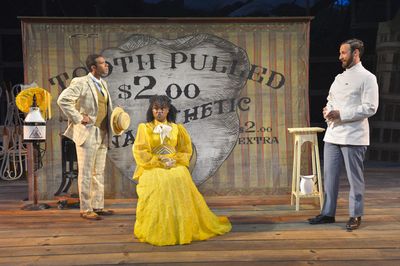 (L to R) Lance Gardner as Philip, Khalia Davis as Dolly, and Matthew Baldiga as Valen Photo