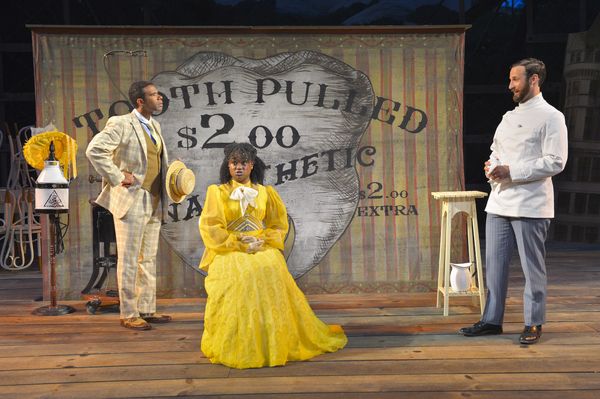 (L to R) Lance Gardner as Philip, Khalia Davis as Dolly, and Matthew Baldiga as Valen Photo