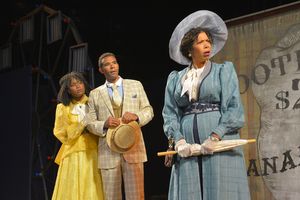 (L to R) Khalia Davis as Dolly, Lance Gardner as Philip, and Elizabeth Carter as Mrs. Photo