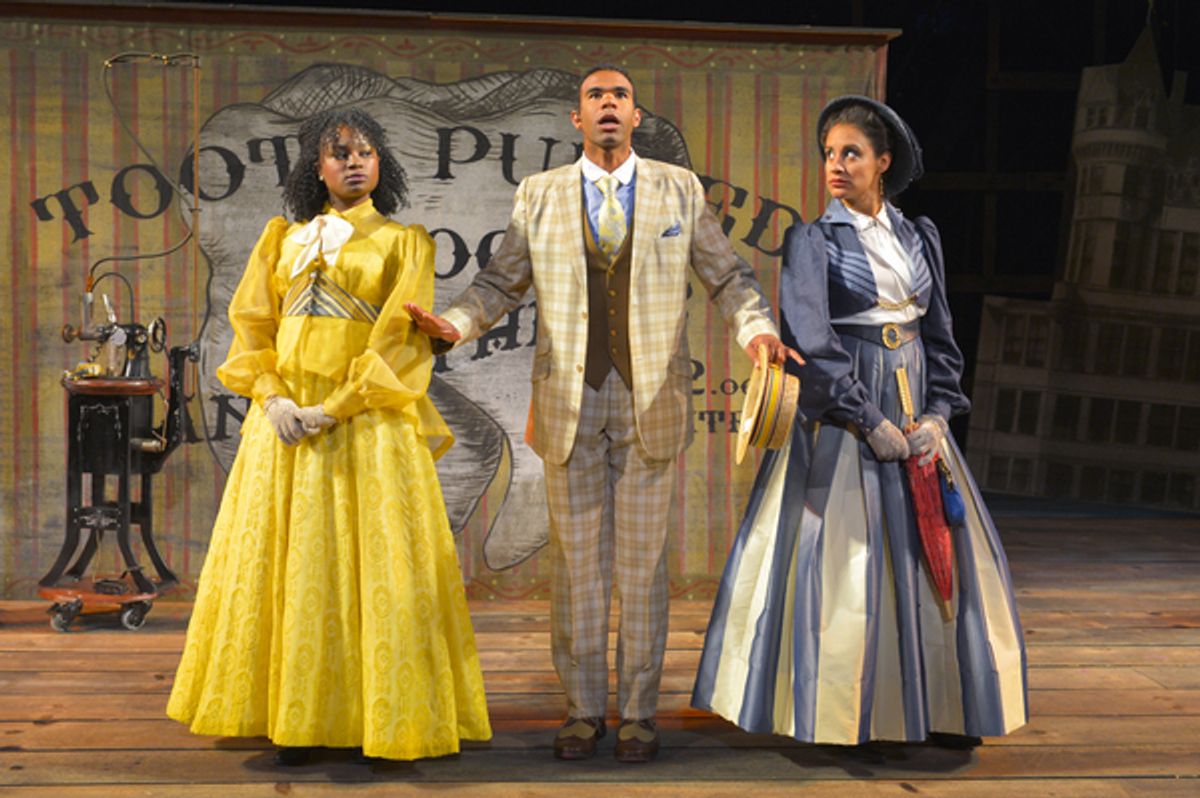 (L to R) Khalia Davis as Dolly, Lance Gardner as Philip, and Sabina Zuniga Varela as Gloria in California Shakespeare Theater''s production of Shaw''s YOU NEVER CAN TELL, directed by Lisa Peterson; photo by Kevin Berne. at 