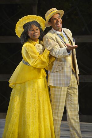 (L to R) Khalia Davis as Dolly and Lance Gardner as Philip in California Shakespeare  Photo