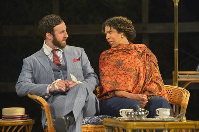(L to R) Matthew Baldiga as Valentine as Elizabeth Carter as Mrs. Clandon in Californ Photo