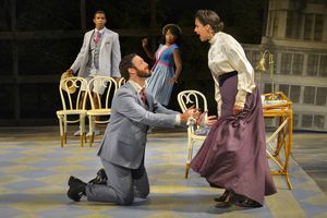 (foreground, L to R) Matthew Baldiga as Valentine and Sabina Zuniga Varela (backgroun Photo