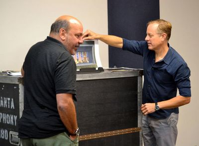 Director/Choreographer Casey Nicholaw with Set Designer Scott Pask Photo