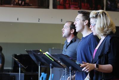 Writing Kevin Taylor Rehearsal. Photo by Andrew Garrett. Property of Village Theatre. Photo