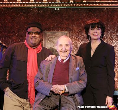 Stew, Fyvush Finkel and Beth Leavel attend a Special Press Preview at 54 Below on Feb Photo