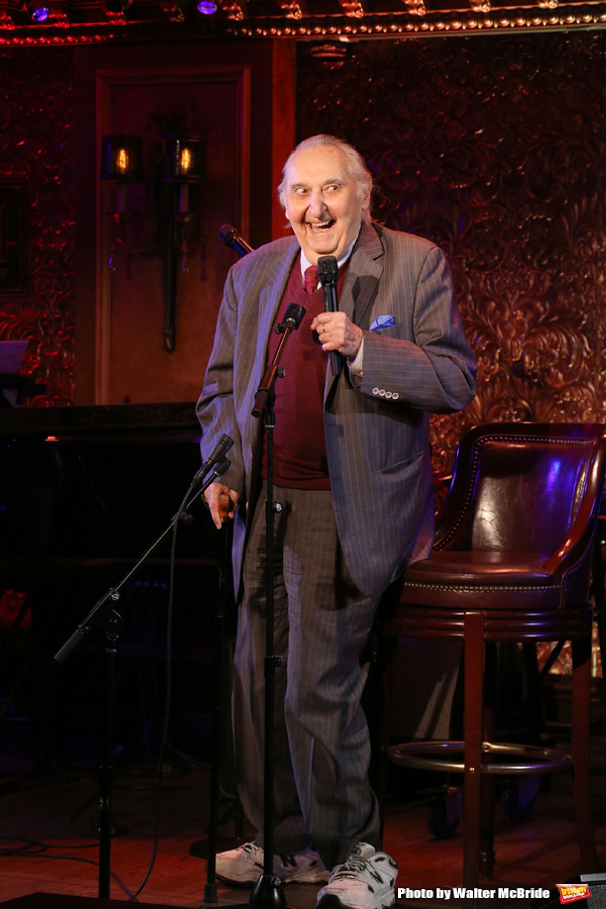 Fyvush Finkel performs a preview of his show with Steve Michaels at the piano and Ian Finkel at the xylophone at 54 Below on February 21, 2014 in New York City. at 