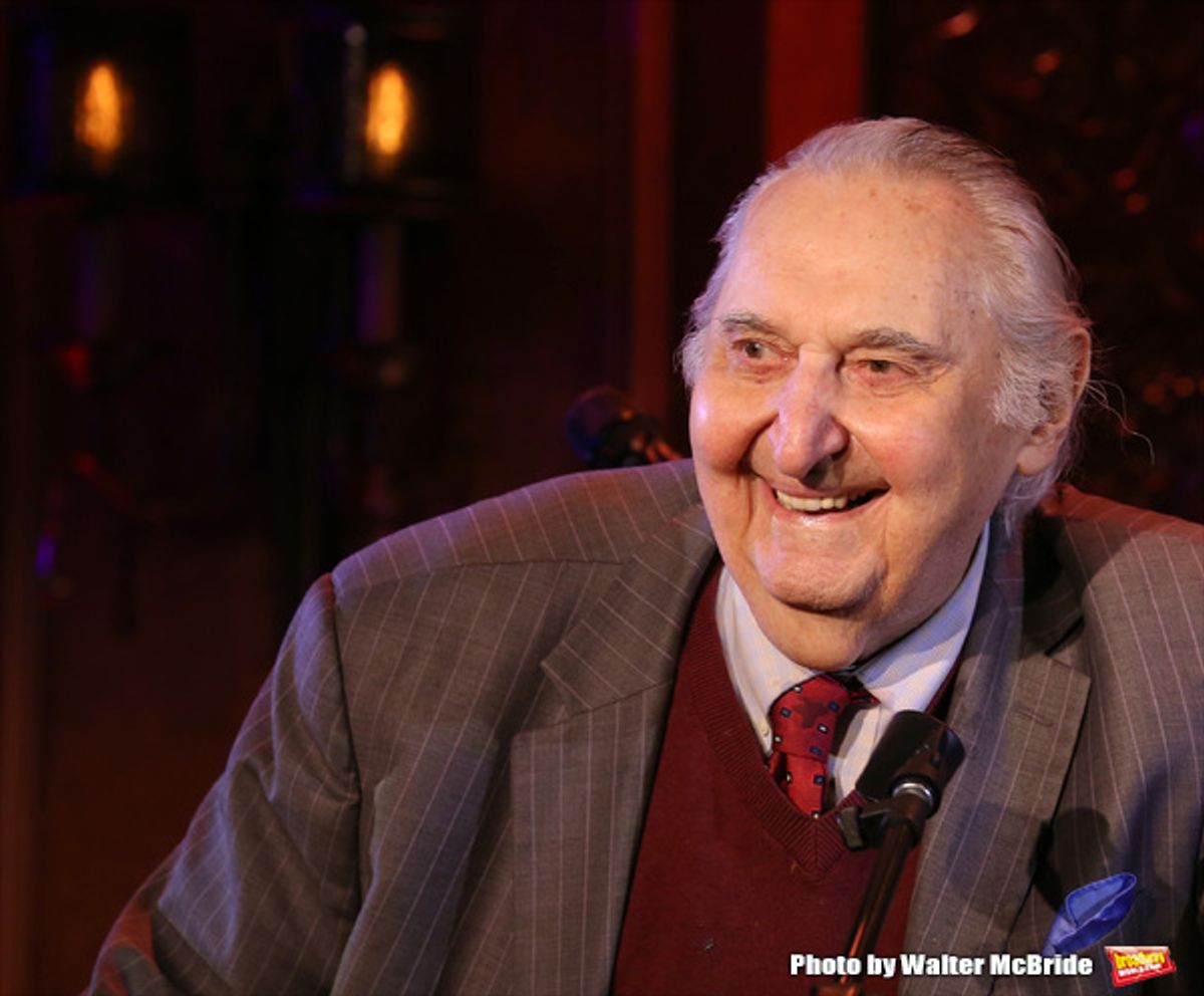 Fyvush Finkel performs a preview of his show with Steve Michaels at the piano and Ian Finkel at the xylophone at 54 Below on February 21, 2014 in New York City. at 