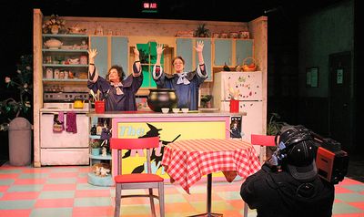 Diana Wilde as Dolly Biddle and Rebecca McGraw as Isabel Lomax, with Seth Asa Sengel  Photo