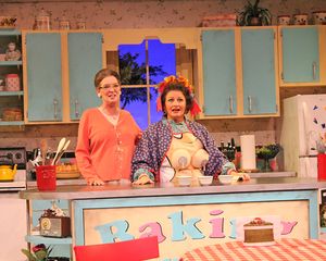 Rebecca McGraw as Isabel Lomax and Diana Wilde as Dolly Biddle in Cortland Repertory Theatre''s production of ''The Kitchen Witches''. @ BroadwayWorld Rebecca McGraw as Isabel Lomax and Diana Wilde as Dolly Biddle in Cortland Repertory Photo