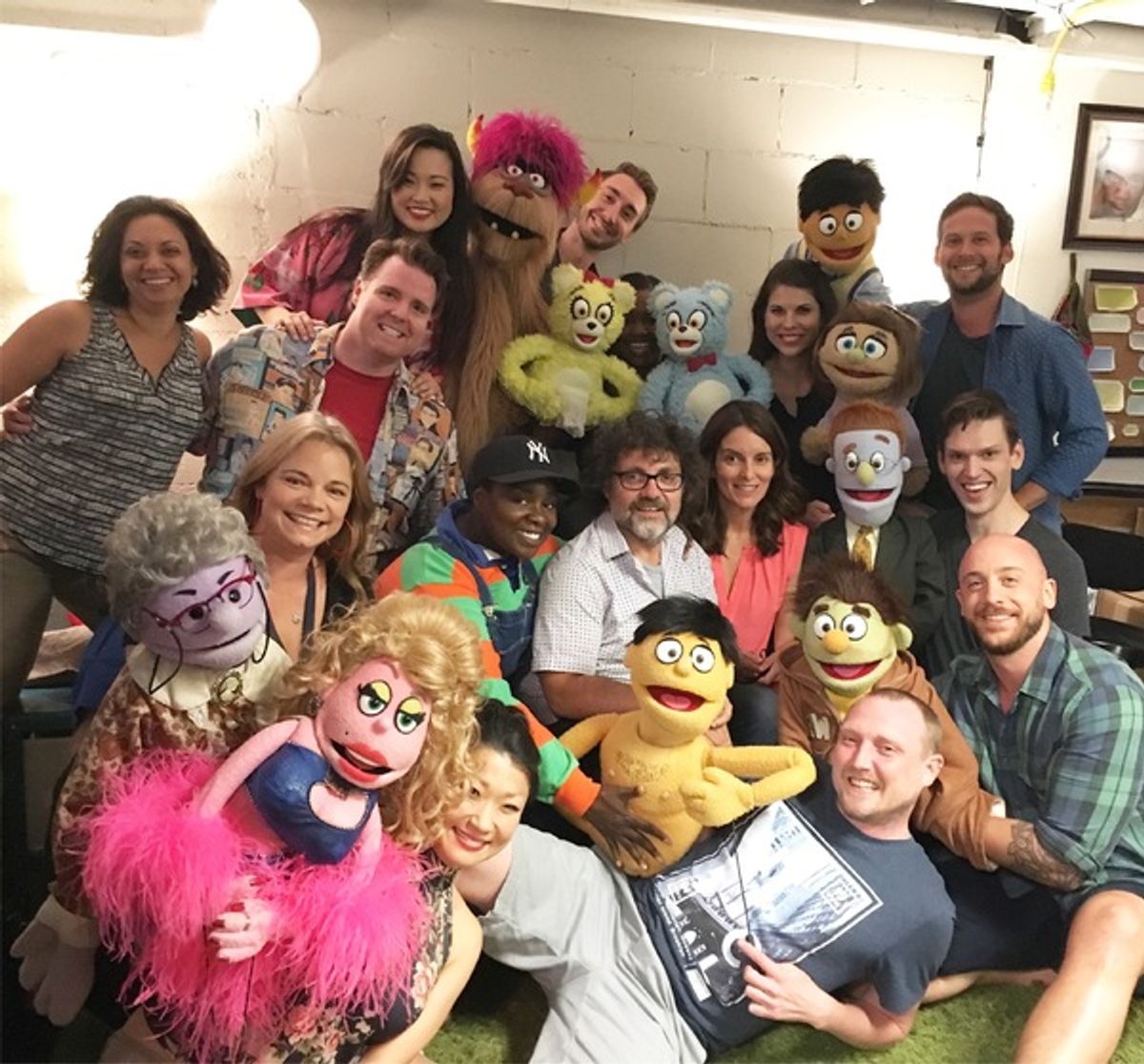Tina Fey, Jeff Richmond and the cast of Avenue Q at 