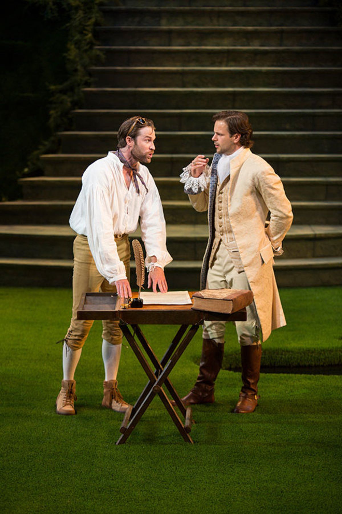 Kieran Campion as Berowne and Jonny Orsini as Ferdinand, King of Navarre at 