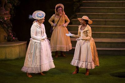 Kristen Connolly as Princess of France, Talley Beth Gale as Katherine, and Pascale Ar Photo