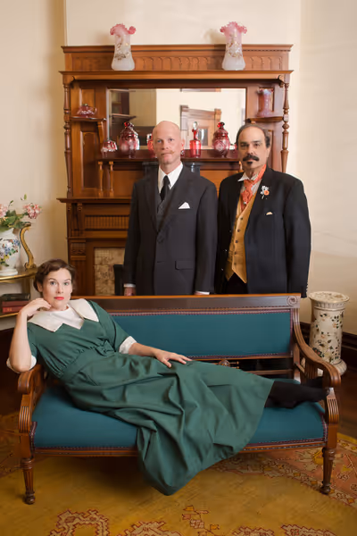 Louise (Nicole Jeannine Smith, reclined) and Theo Maskes'' (Derrick Phillips, left) c Photo
