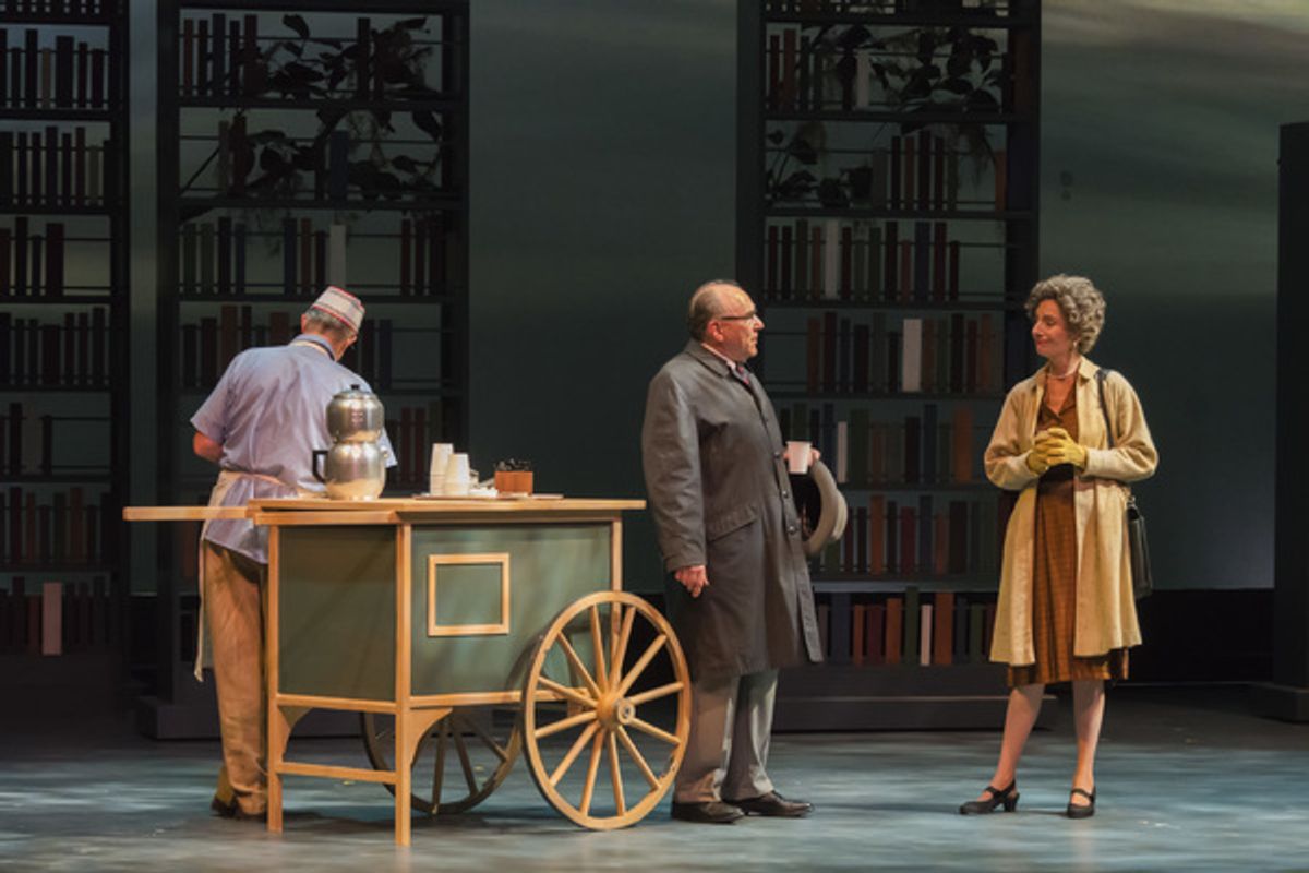 A scene from the Midwest Premiere of Kenneth Jones' â€"Alabama Storyâ€ at Peninsula Players August 17 through September  4, 2016,   From left are Byron Glenn Willils,  James Leaming, Katherine Keberlein and Harter Clingman. at 