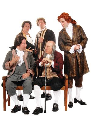 Pictured (left to right): Mark Pierce as Benjamin Franklin, Adam Elliott Davis as Tho Photo