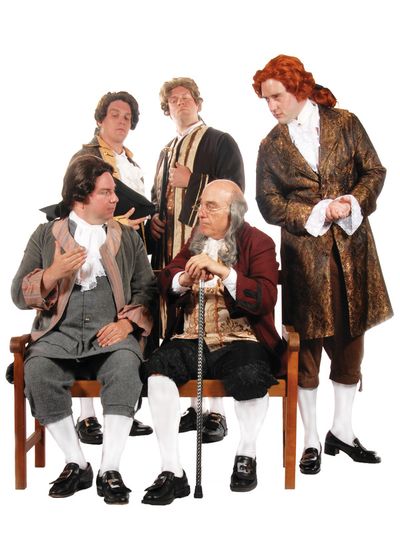 Pictured (left to right): Mark Pierce as Benjamin Franklin, Adam Elliott Davis as Tho Photo