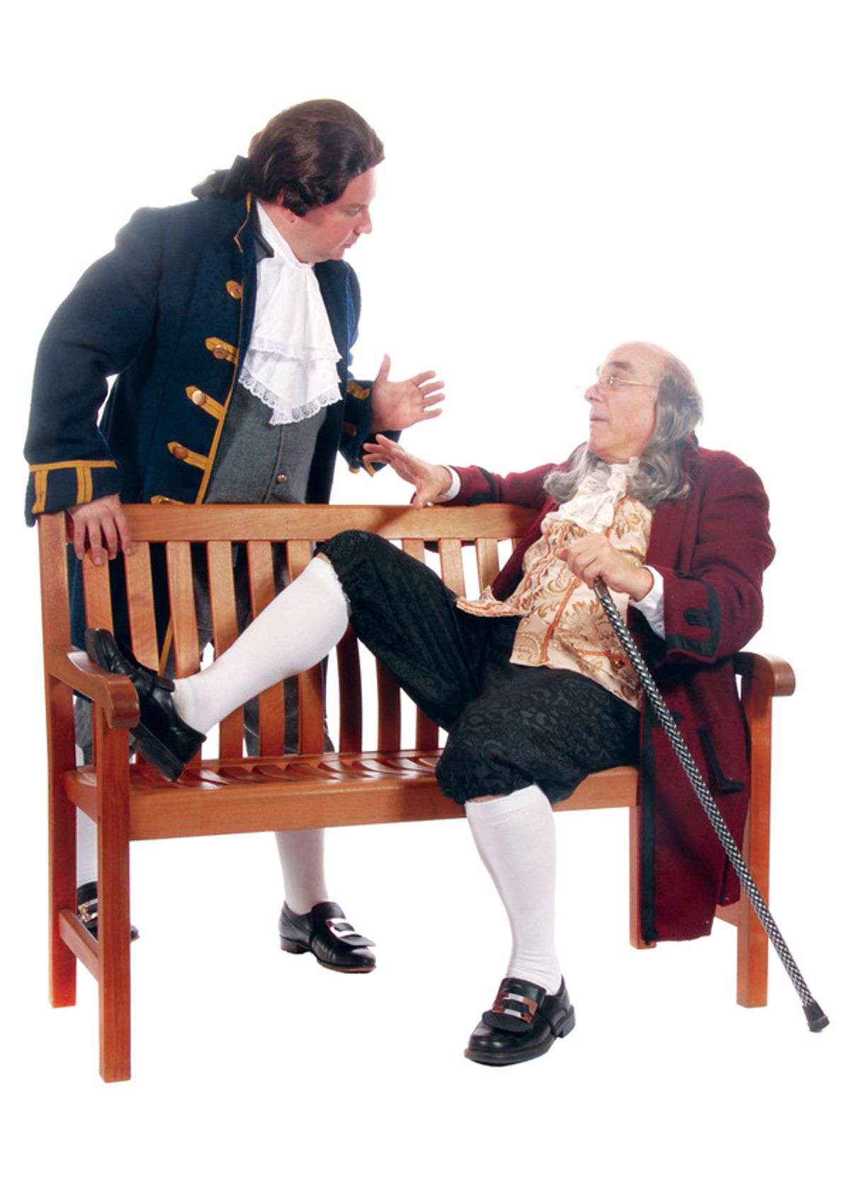 Pictured (left to right): Darius Pierce as John Adams and Mark Pierce as Benjamin Franklin (Father and Son in real life) in the Tony award-winning musical 1776. Photo by Triumph Photography. Performances are September 9 - October 16, 2016 at Lakewood Thea at 