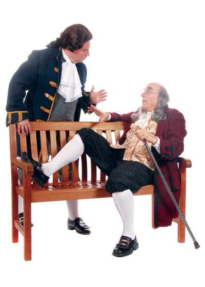 Pictured (left to right): Darius Pierce as John Adams and Mark Pierce as Benjamin Fra Photo