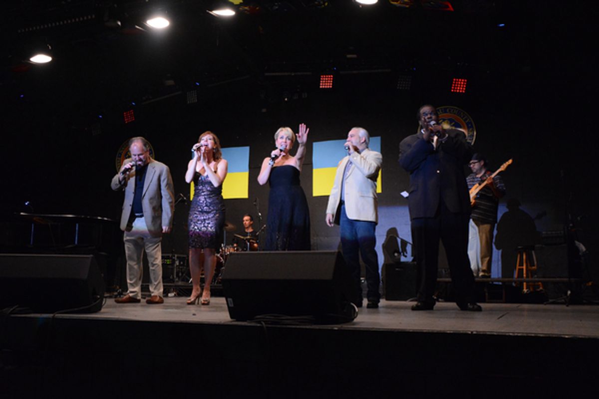 Craig Schulman, Rita Harvey, Carter Calvert, Danny Zolli and Roosevelt Andre Credit at 