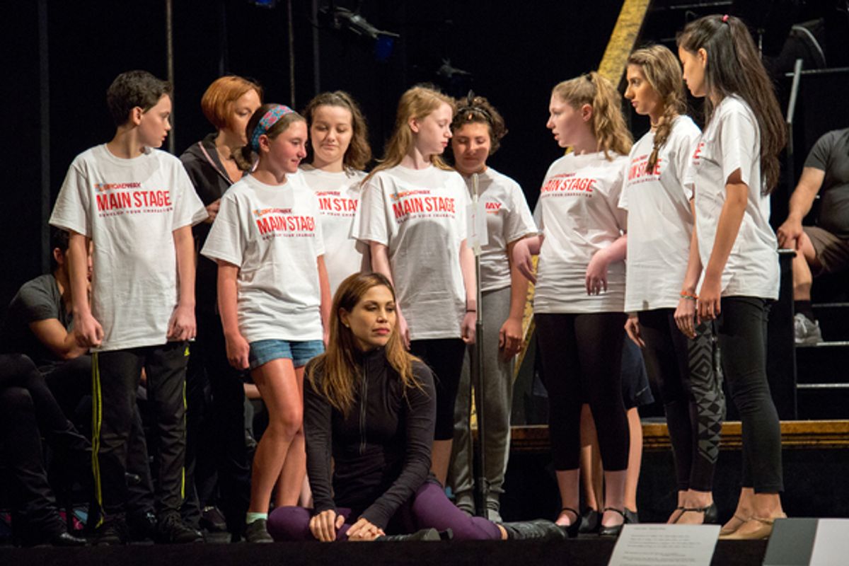 Bianca Marroquin and the kids of Camp Broadway at 