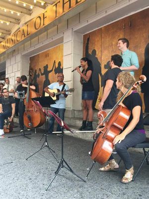 Renee Elise Goldsberry, Rory O'Malley, & The Ham4Ham Band @ BroadwayWorld Renee Elise Goldsberry, Rory O'Malley, & The Ham4Ham Band Photo