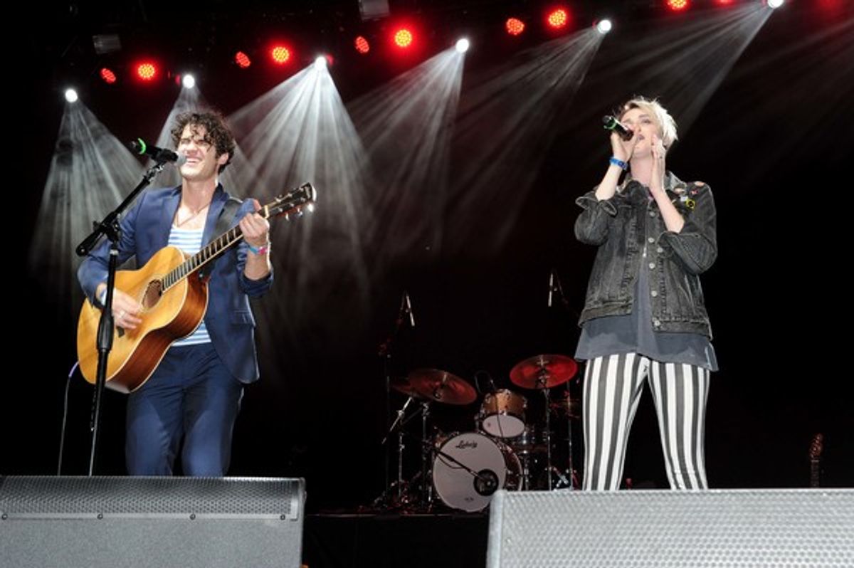 Megan Hilty, Tituss Burgess, Darren Criss at 