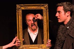 (L to R) KAYLA CRAWFORD'S HAND (Dr. Watson), GARY CHAMBERS (as a a Baskerville as Sta Photo