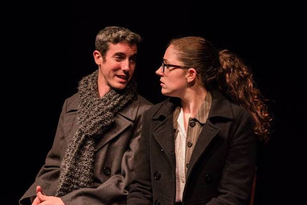 (L to R) JACOB TICE (Sherlock Holmes) and KAYLA CRAWFORD (Dr. Watson) from the Lakewood Playhouse Production of 'The 3 Person Comedic HOUND OF THE BASKERVILLES' at 