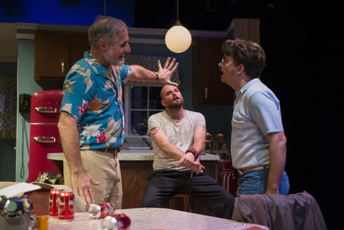 (left to right) Rob Frankel, Joseph Wiens and Kevin Viol in Shattered Globe Theatreâ€™s production of TRUE WEST by Sam Shepard, directed by James Yost. Photo by Michael Brosilow.   at 