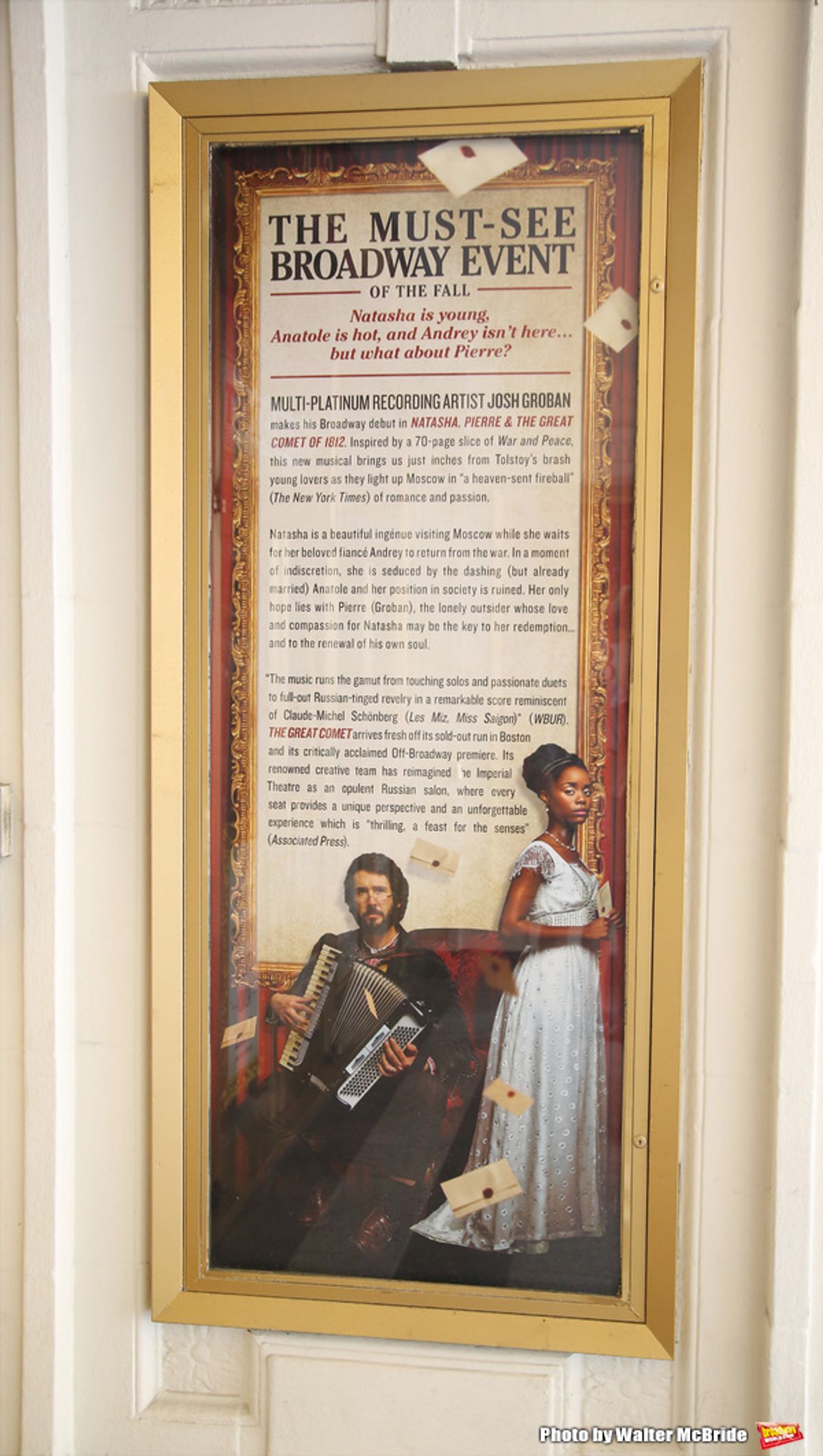 Theatre Marquee unveiling for 'Natasha, Pierre & The Great Comet of 1812' starring Josh Groban and Denee Benton at the Imperial Theatre  on September 15, 2016 in New York City. at 