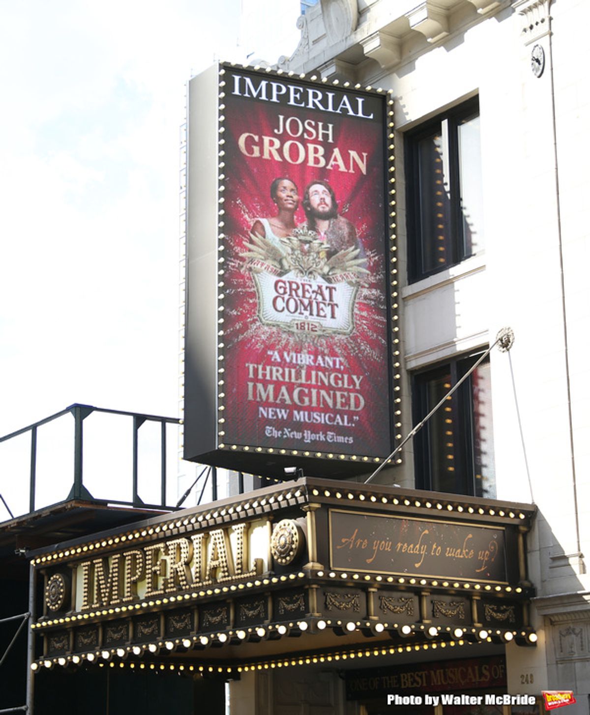 Theatre Marquee unveiling for 'Natasha, Pierre & The Great Comet of 1812' starring Josh Groban and Denee Benton at the Imperial Theatre  on September 15, 2016 in New York City. at 