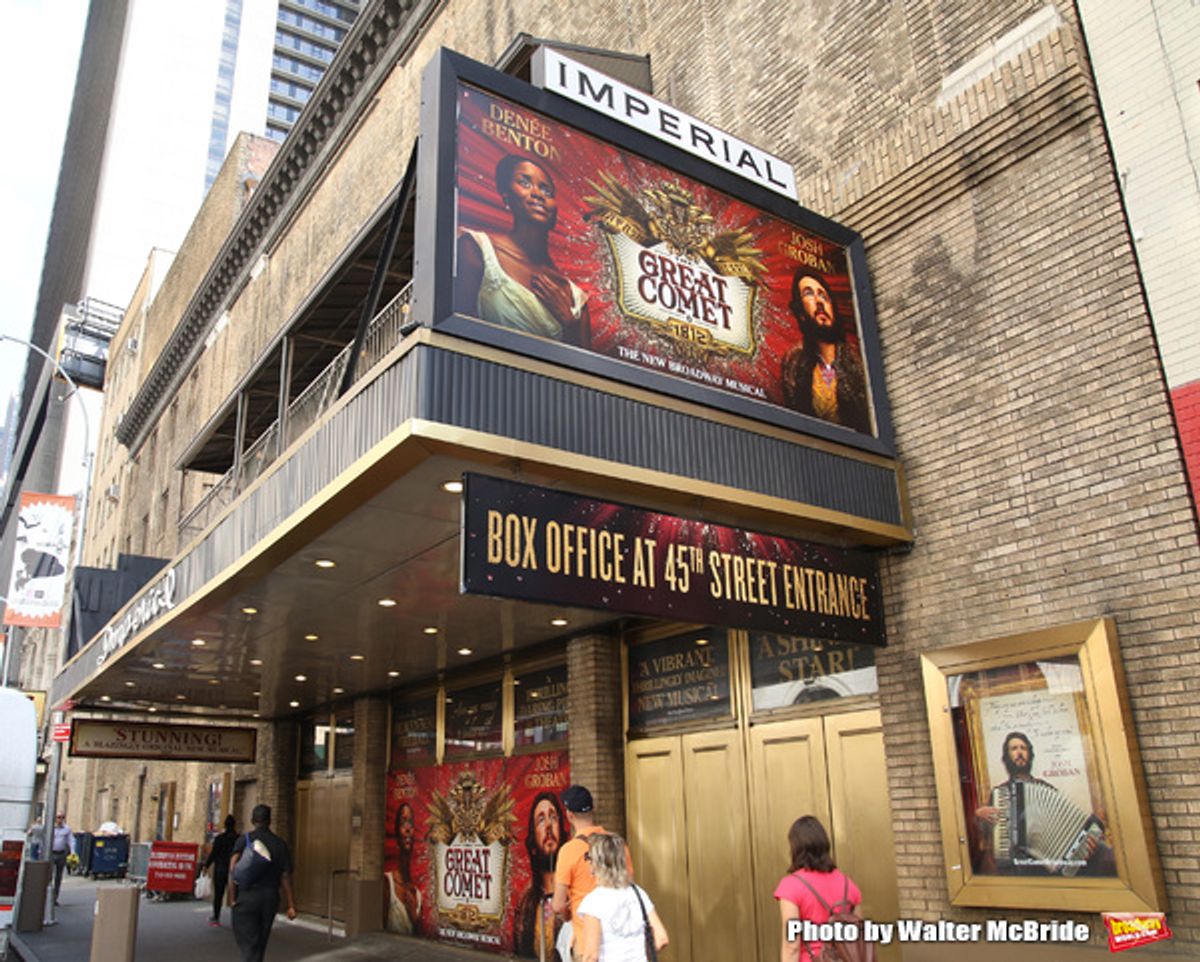 Theatre Marquee unveiling for 'Natasha, Pierre & The Great Comet of 1812' starring Josh Groban and Denee Benton at the Imperial Theatre  on September 15, 2016 in New York City. at 