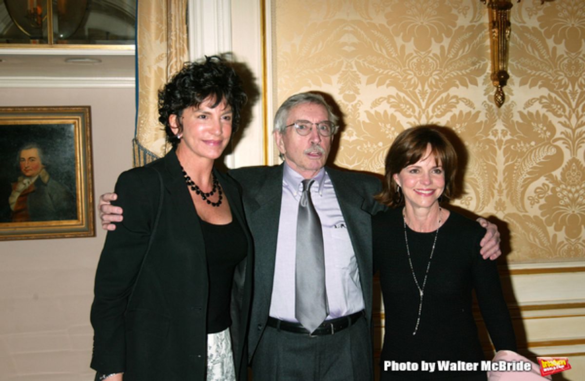 EDWARD ALBEE with his two stars from the Broadway production of THE GOAT or Who is Sylvia?.MERCEDES RUEHL and SALLY FIELD.Attending the Signature Theatre Company.Honors Event at the Essex House, New York City..May 5, 2003. at 
