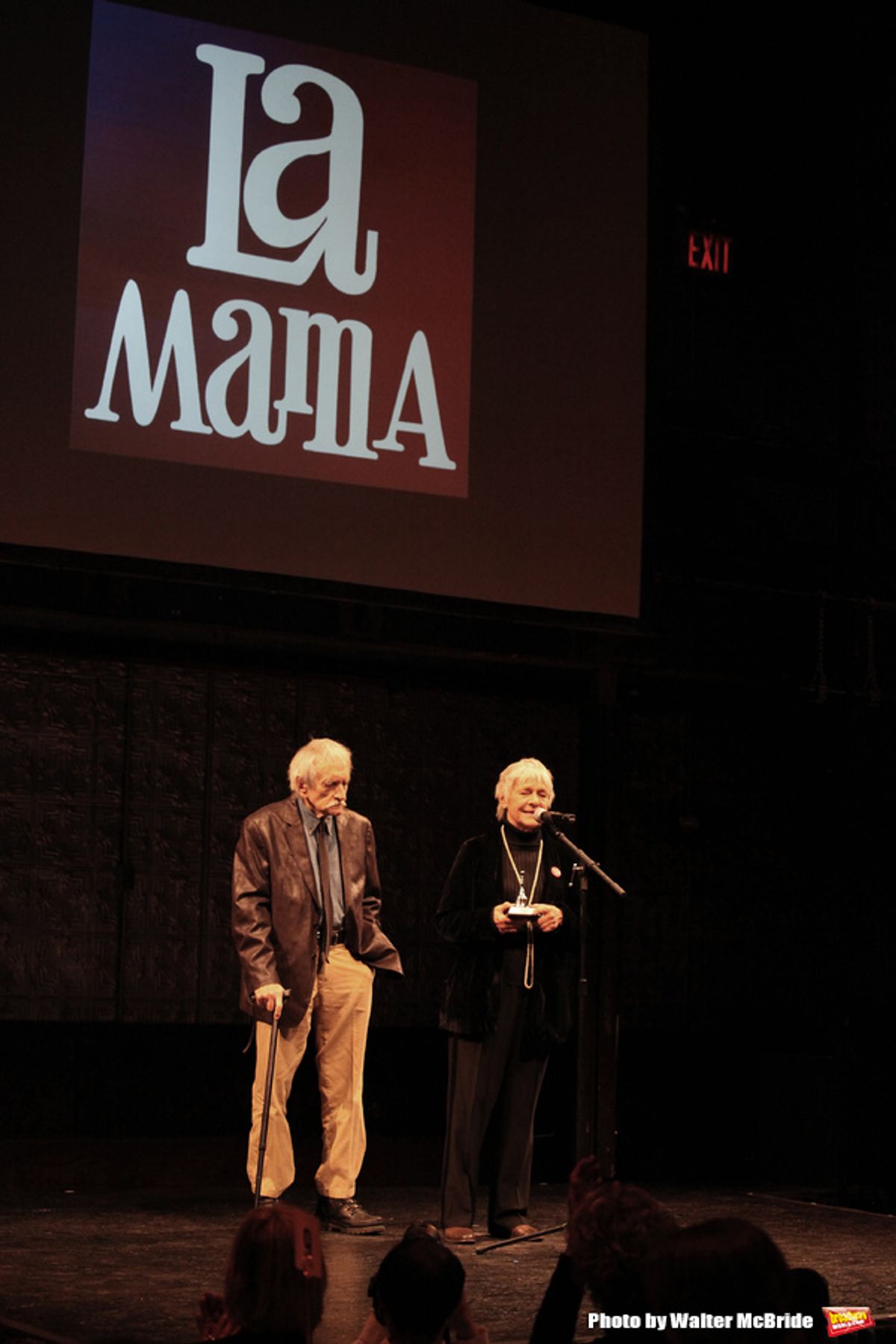 Estelle Parsons & Edward Albee during the La Mama Celebrates 51 Gala honoring Estelle Parsons & Peter Swords at the Ellen Stewart Theatre in New York City on 2/27/2013 at 