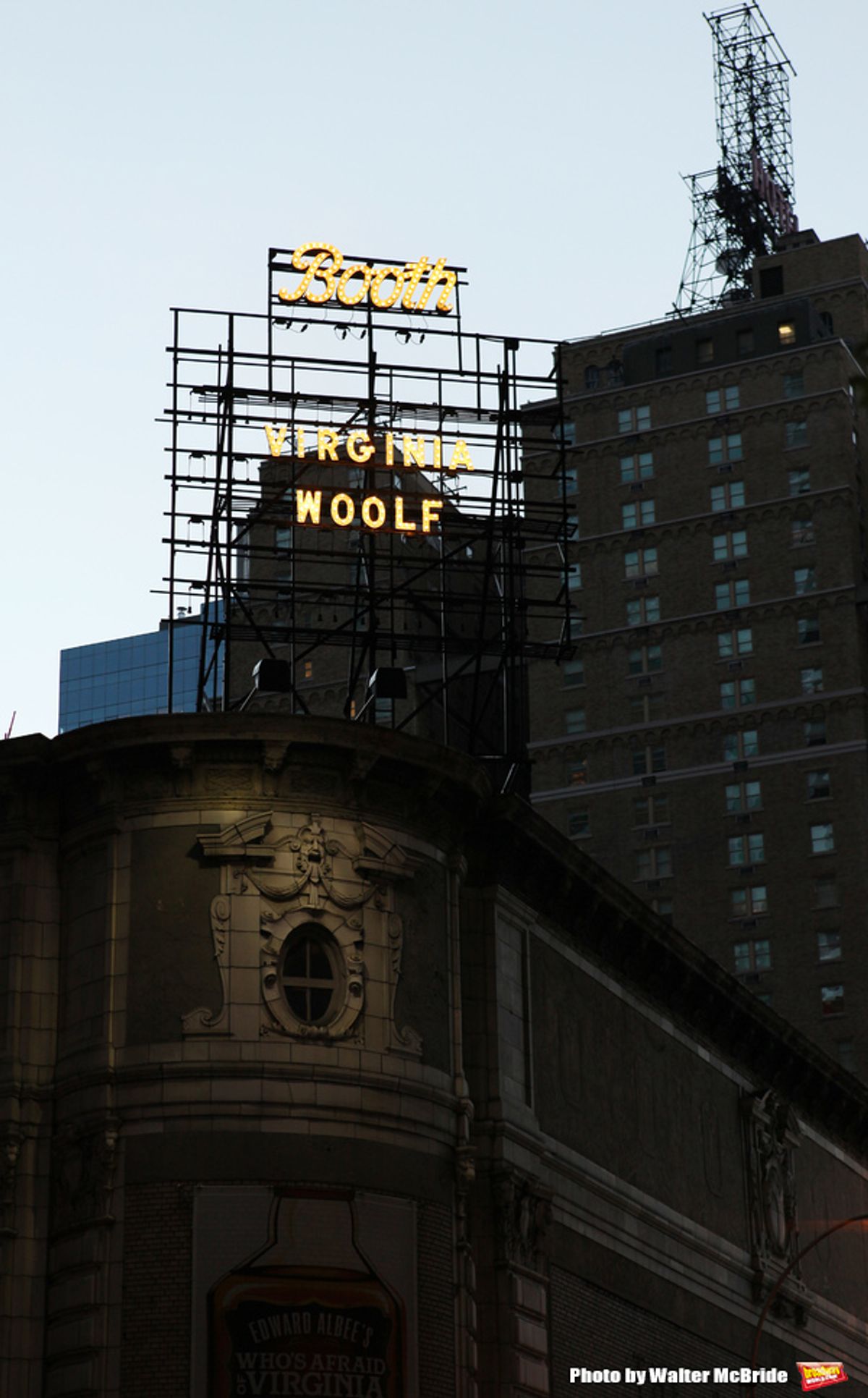 Theatre Marquee for the Opening Night Performance of Edward Albee's 'Who's Afraid of Virginia Woolf?' at the Booth Theatre on October 13, 2012 in New York City. at 