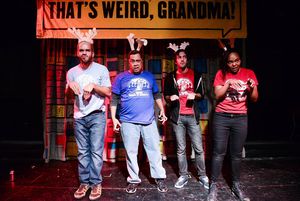Barrel of Monkeys company members Brandon Cloyd, Linsey Falls, Nick Hart and Ashley Bland perform 'The Marshmallow' in in THAT'S WEIRD, GRANDMA: THE HOLIDAY SPECIAL @ BroadwayWorld Barrel of Monkeys company members Brandon Cloyd, Linsey Falls, Nick Hart and Ashley B Photo