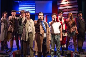 Assassins (L to R) Sara Jane Moore (Kathleen Silverman), Leon Czolgosz (Ryan Peterson Photo