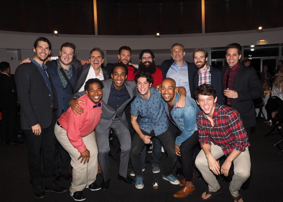 Nick Waaland, Nick Morganella, Nic Hodges, Bryan Dobson, Edred Utomi, Joe Komara, Ernie Figueroa, Jason Peter Kennedy, Brandon Michael Nase, Max Herzfeld, Brady Stanley, and Justin Michael Long with  Marc Kudisch at 